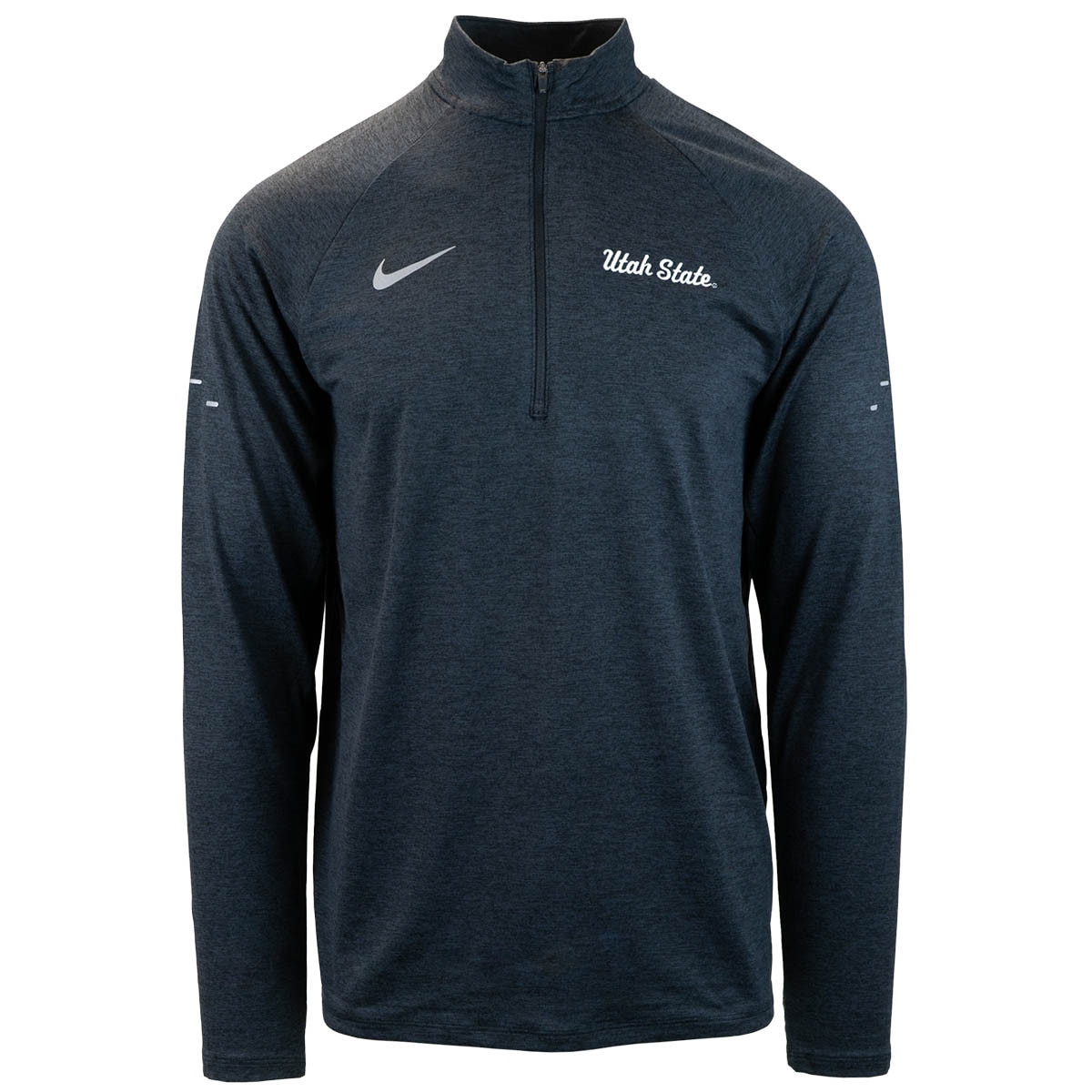 Men's Utah State Nike Embroidered 1/4-zip heathered black